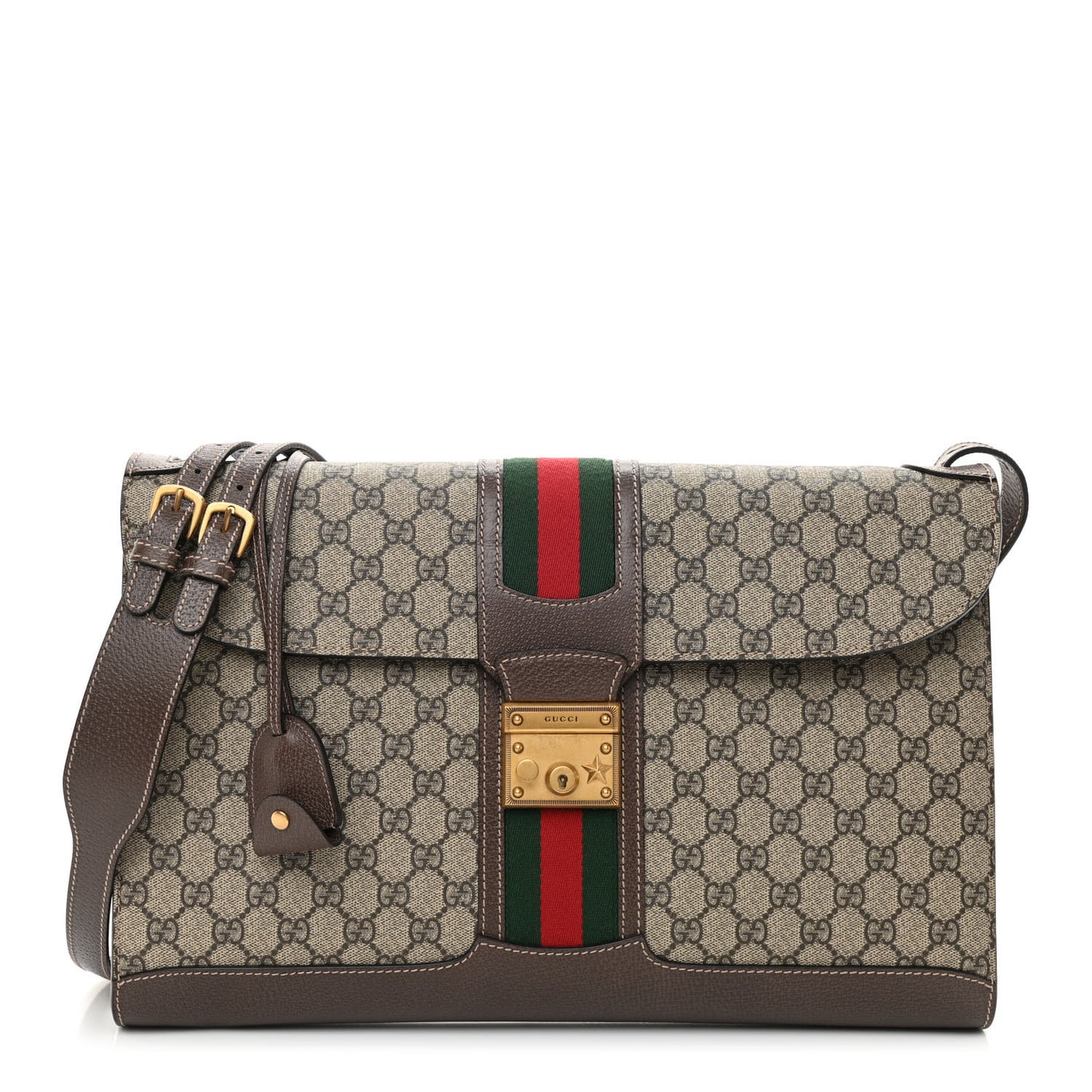 GG Supreme Monogram Web Messenger Bag Brown