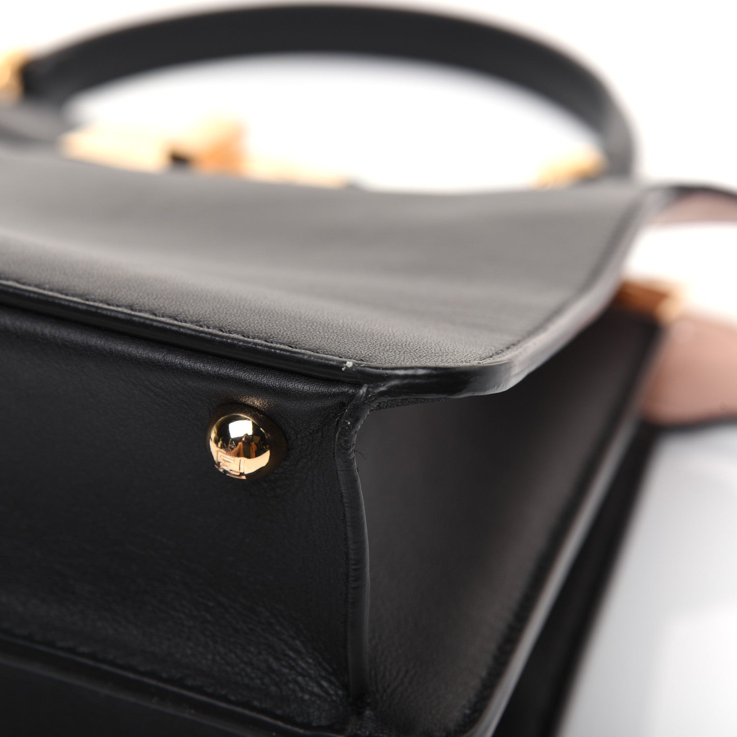 Fendi Vitello Seta Shiny Nappa Medium Peekaboo I SEE U Satchel Black Light Rose 17 of 25