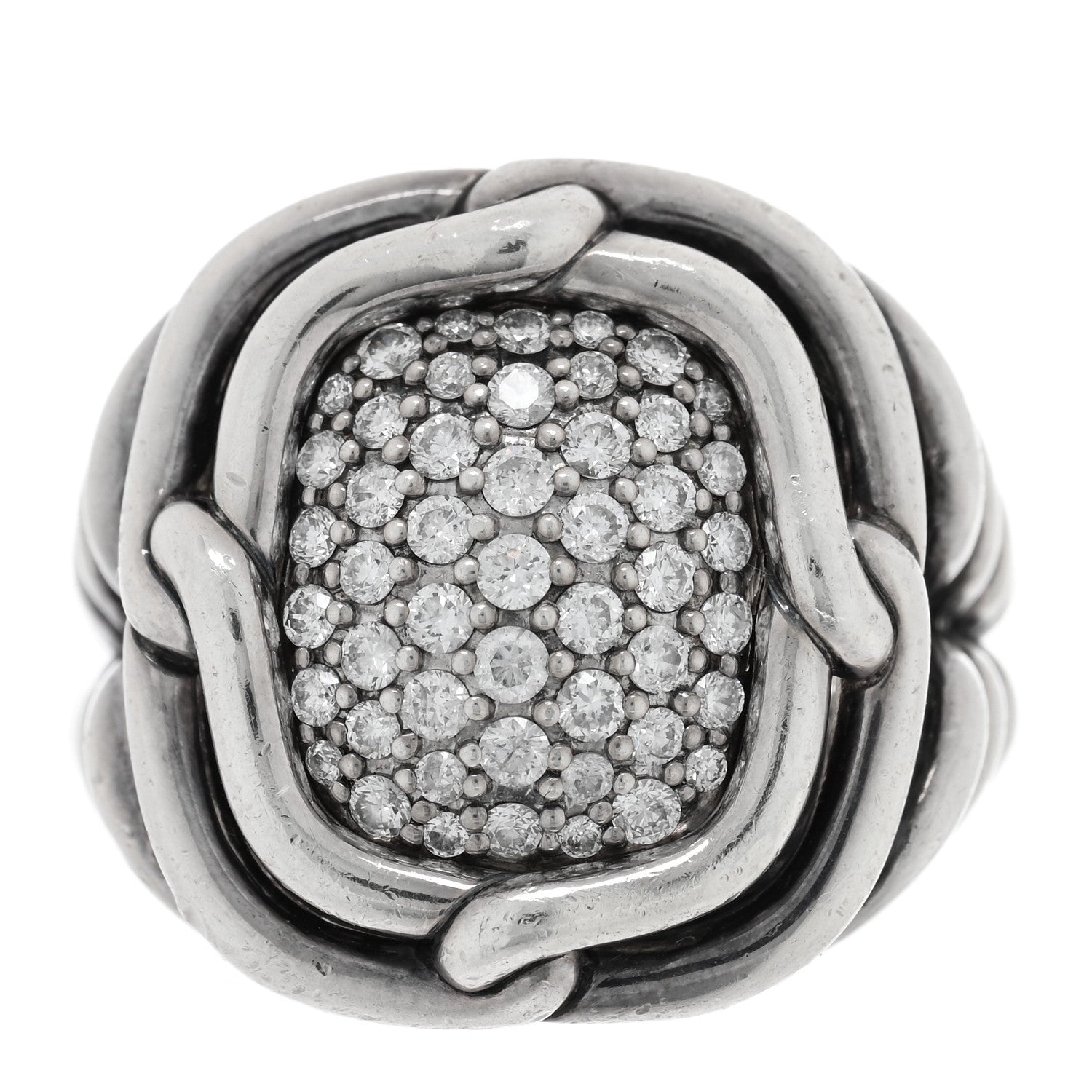 David Yurman Sterling Silver Diamond 16mm Large Labyrinth Ring 54 7 1 of 4