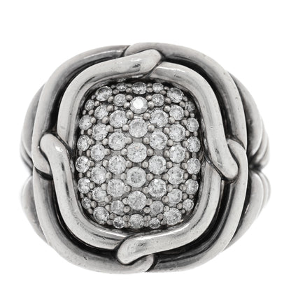 David Yurman Sterling Silver Diamond 16mm Large Labyrinth Ring 54 7 1 of 4