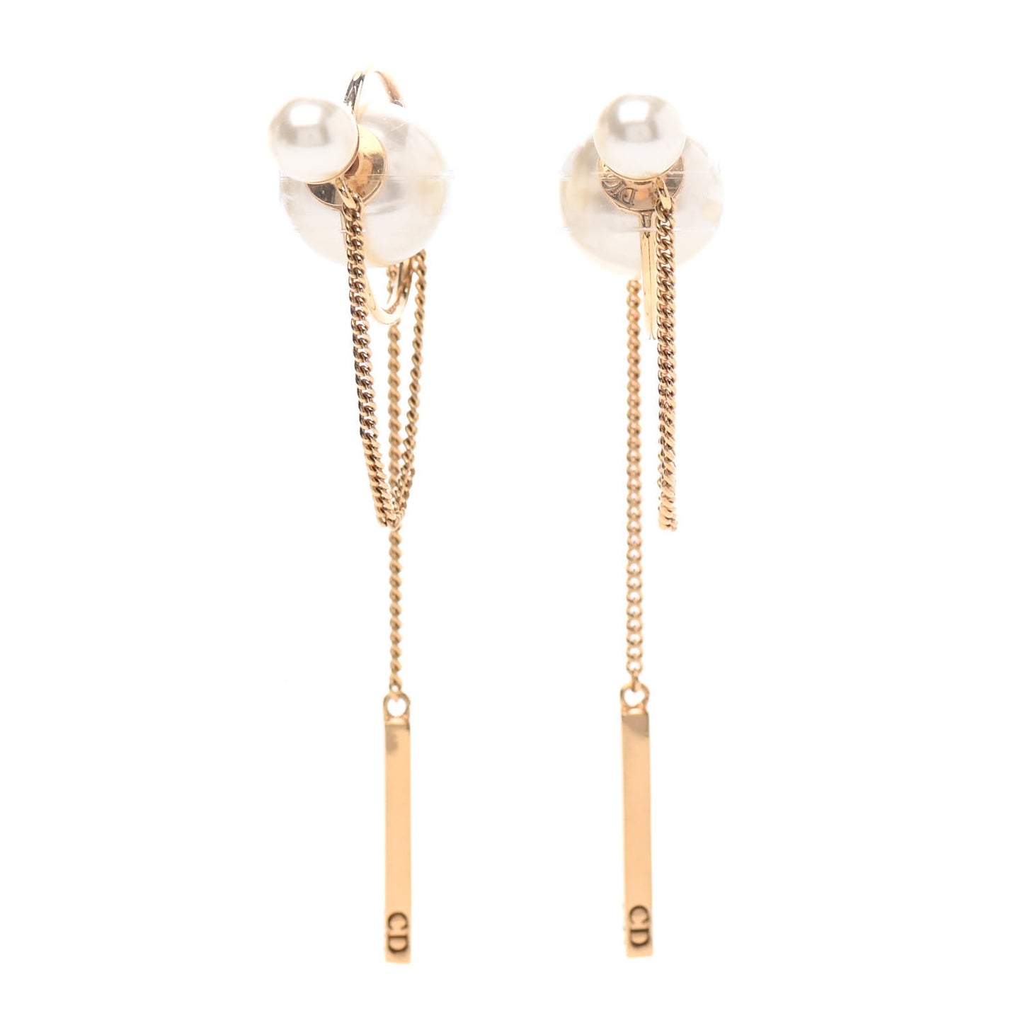Pearl Tribales Dangle Chain Earrings Gold