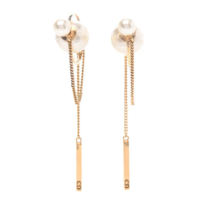 Christian Dior Pearl Tribales Dangle Chain Earrings Gold 1 of 4