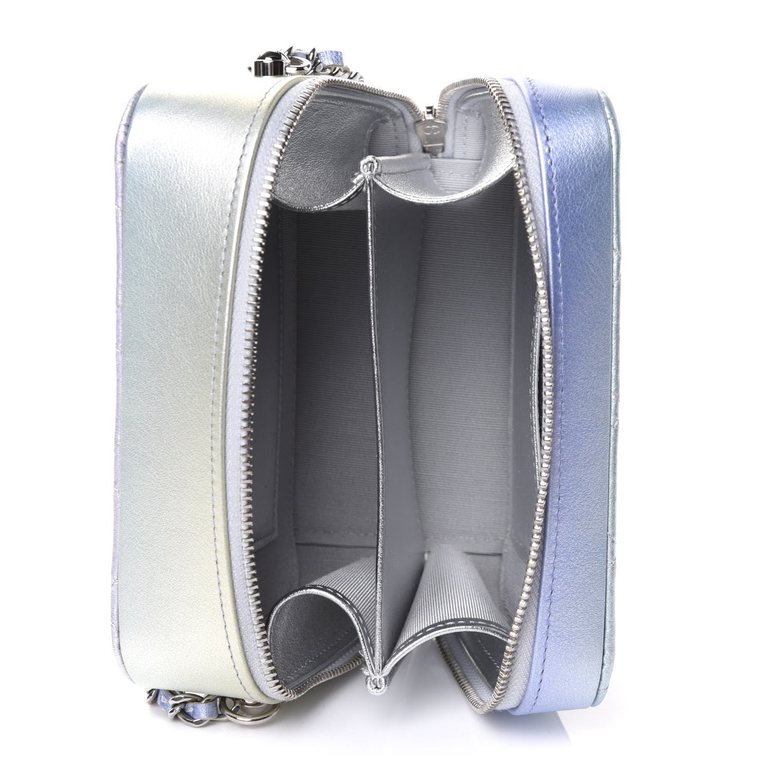 Chanel Gradient Metallic Calfskin Quilted Camera Bag Silver Blue Yellow Purple 4 of 10