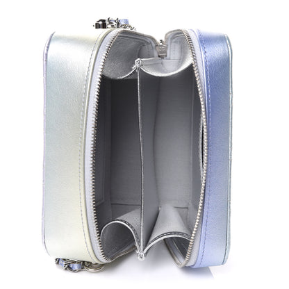 Chanel Gradient Metallic Calfskin Quilted Camera Bag Silver Blue Yellow Purple 4 of 10