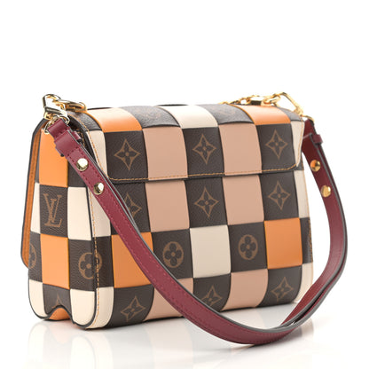 Louis Vuitton Calfskin Monogram Check Twist MM Beige White Orange 2 of 10