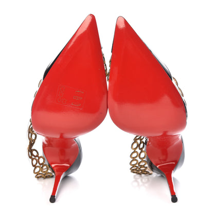 Christian Louboutin Patent PVC Malaika Half Dorsay 100 Pumps 38.5 Black Gold 7 of 8