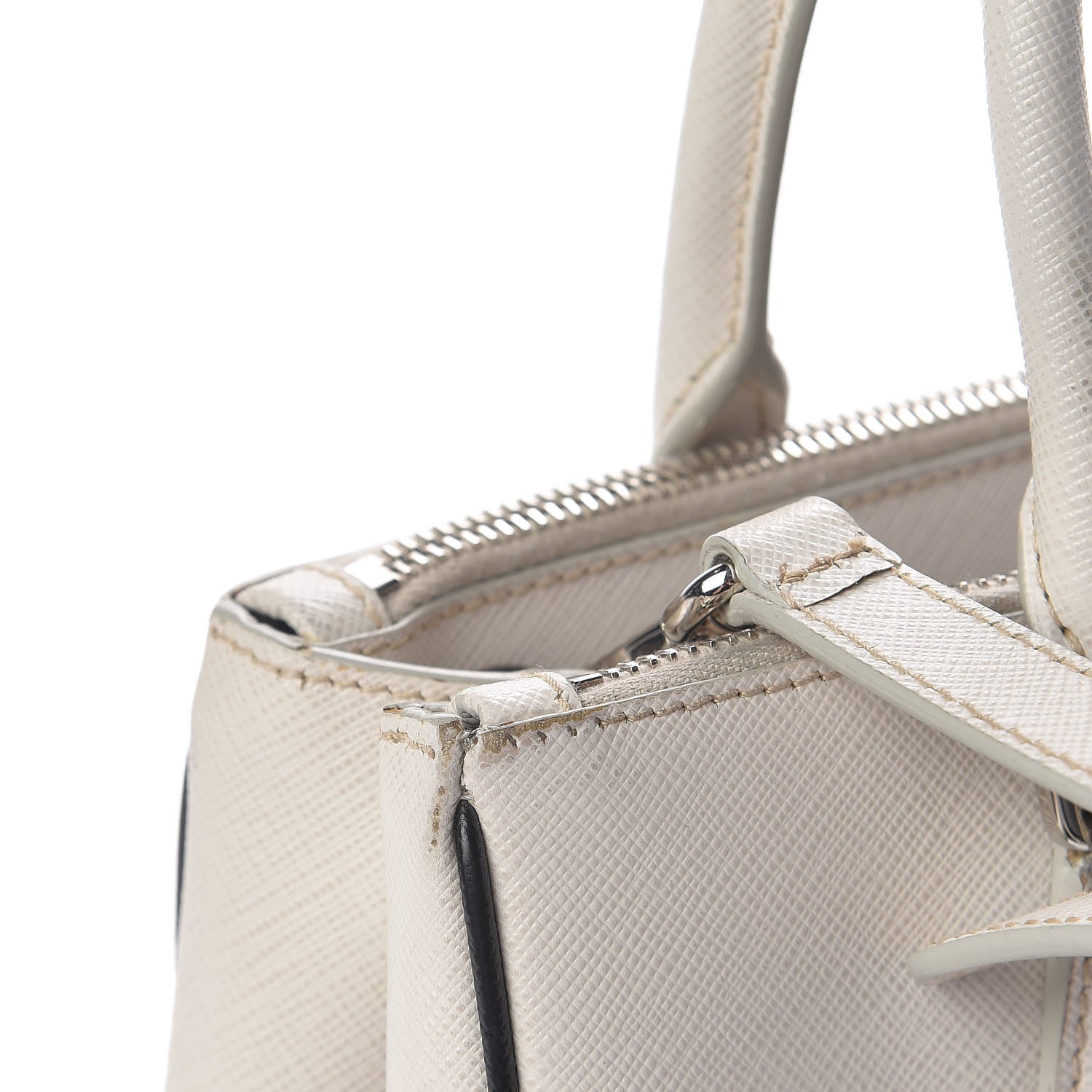 Prada Saffiano Small Galleria Double Zip Tote Talco Black 15 of 19