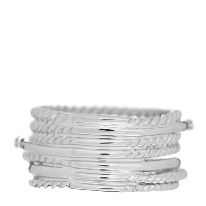 David Yurman Sterling Silver Diamond 11mm Wide Crossover Cable Ring 52 6 3 of 4