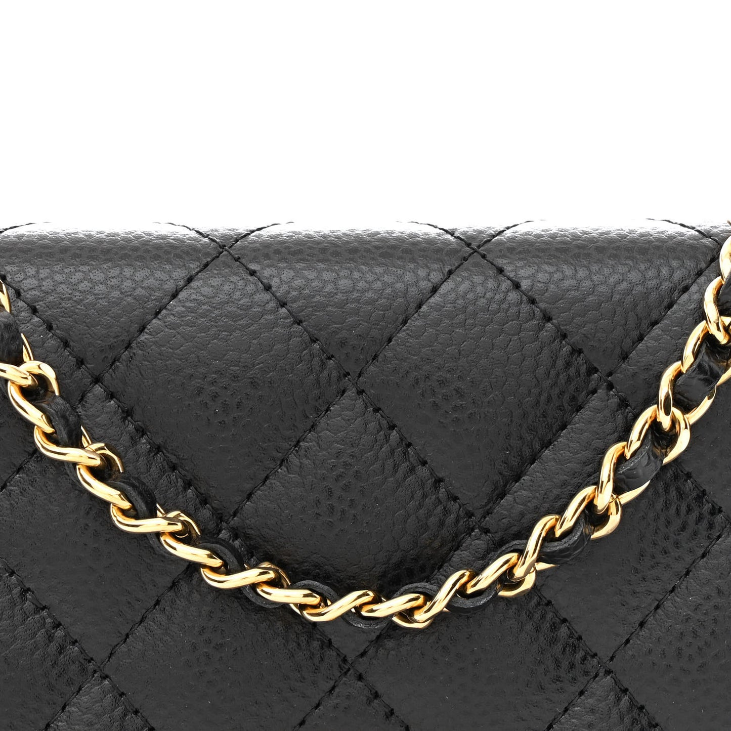 Caviar Quilted CC Turnlock Wallet On Chain WOC Black