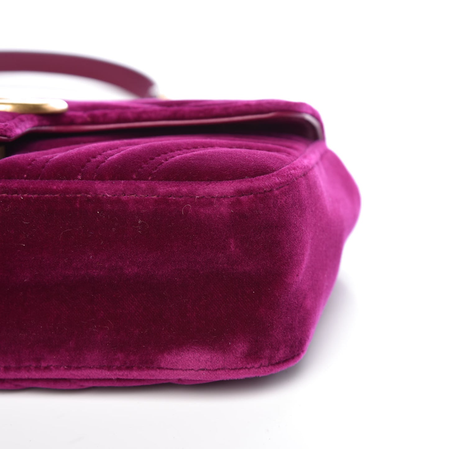 Velvet Matelasse Mini GG Marmont Shoulder Bag Fuchsia Violet Cyclamen