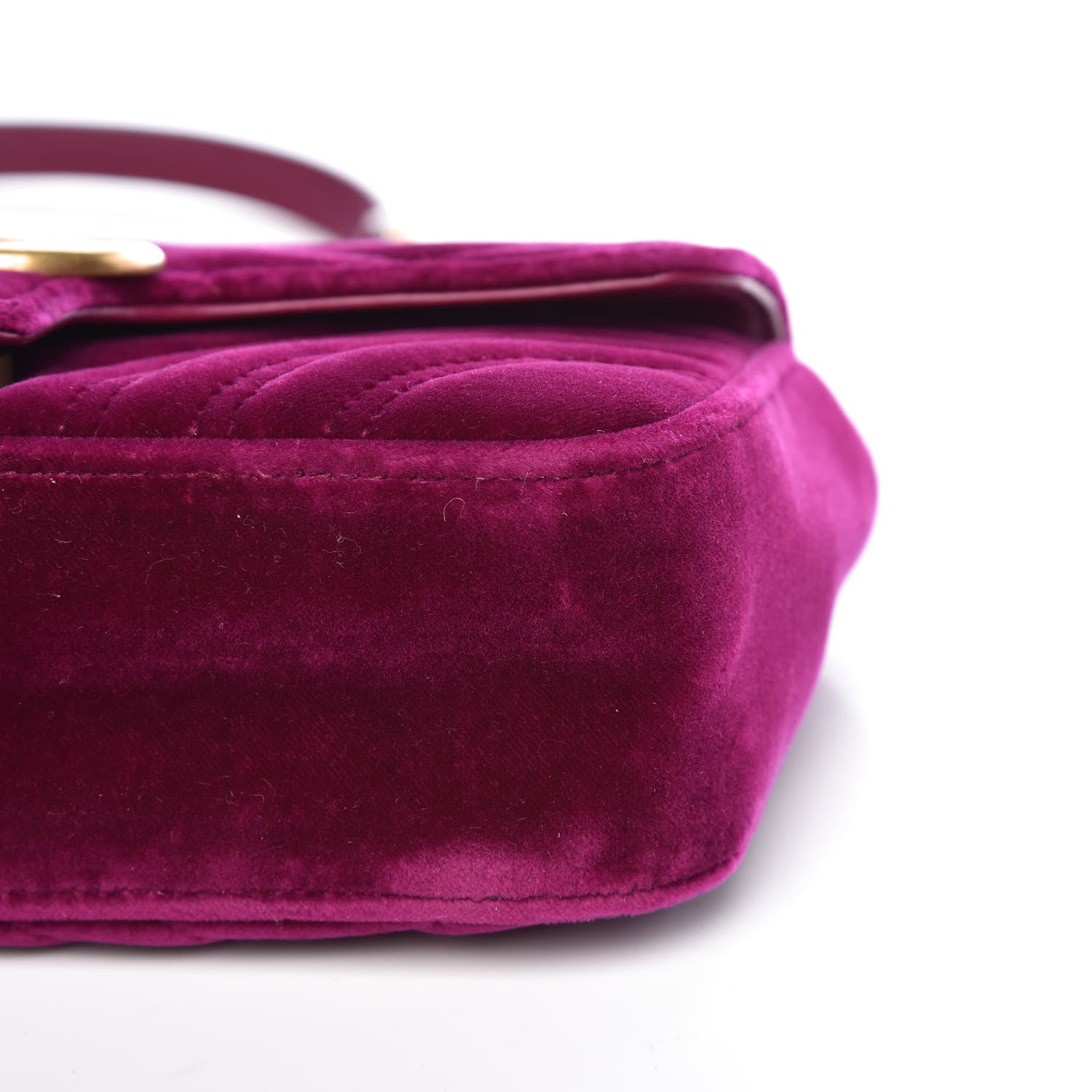 Gucci Velvet Matelasse Mini GG Marmont Shoulder Bag Fuchsia Violet Cyclamen 6 of 10