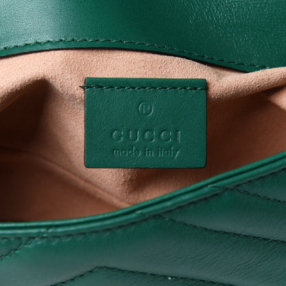 Gucci Calfskin Matelasse Super Mini GG Marmont Shoulder Bag Emerald Green 6 of 11
