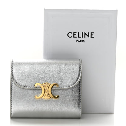 Celine Metallic Calfskin Small Triomphe Wallet Silver 8 of 8