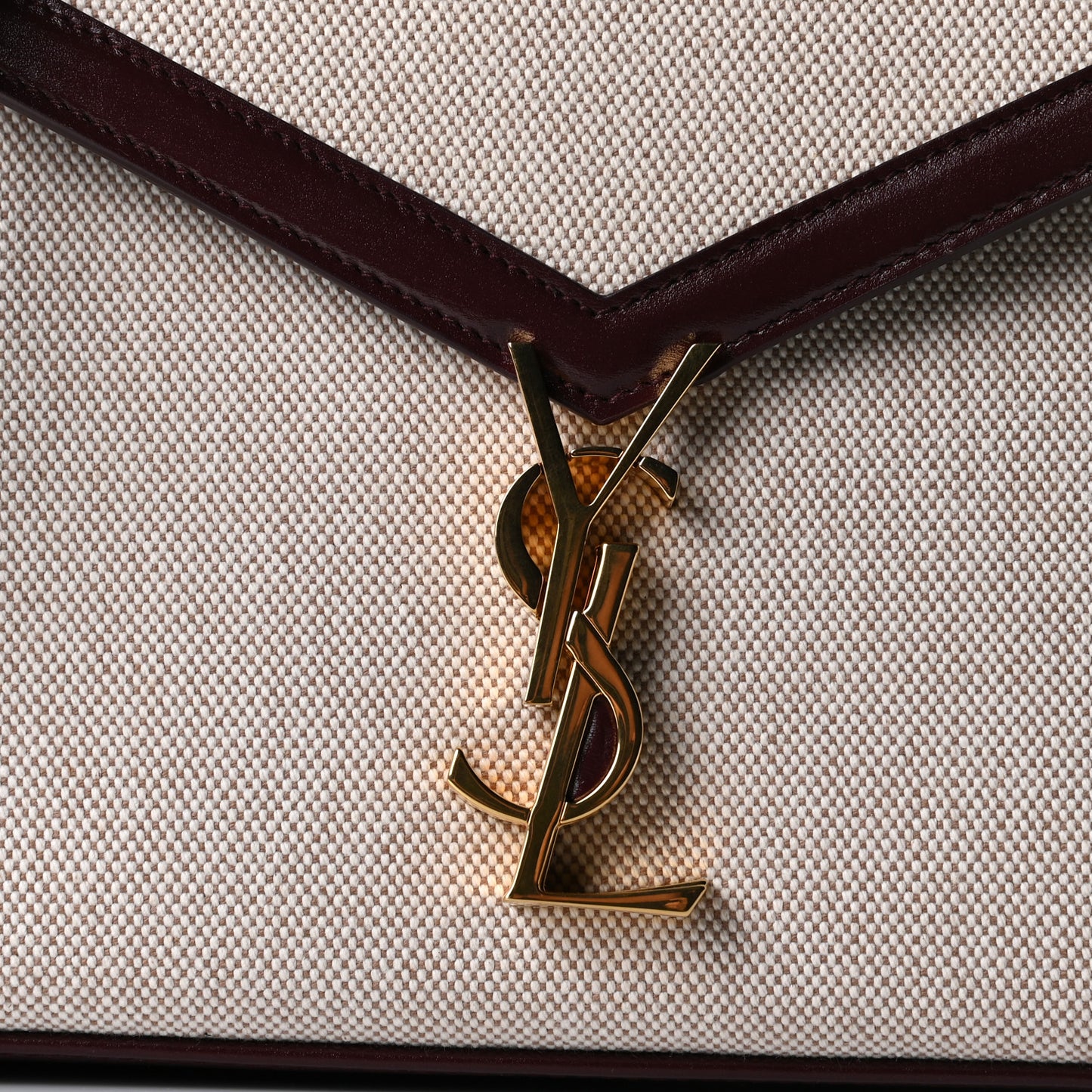 Canvas Calfskin Medium Classic Monogram Cassandra Top Handle Natural Dark Legion Red