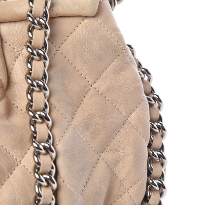 Chanel Washed Lambskin Quilted Medium Chain Around Flap Beige 15 of 17