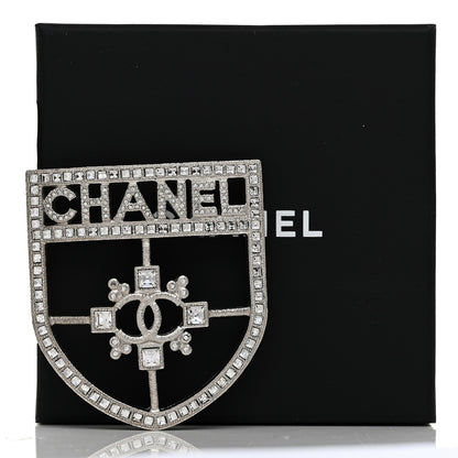 Chanel Swarovski Baguette Crystal CC Shield Brooch 4 of 4