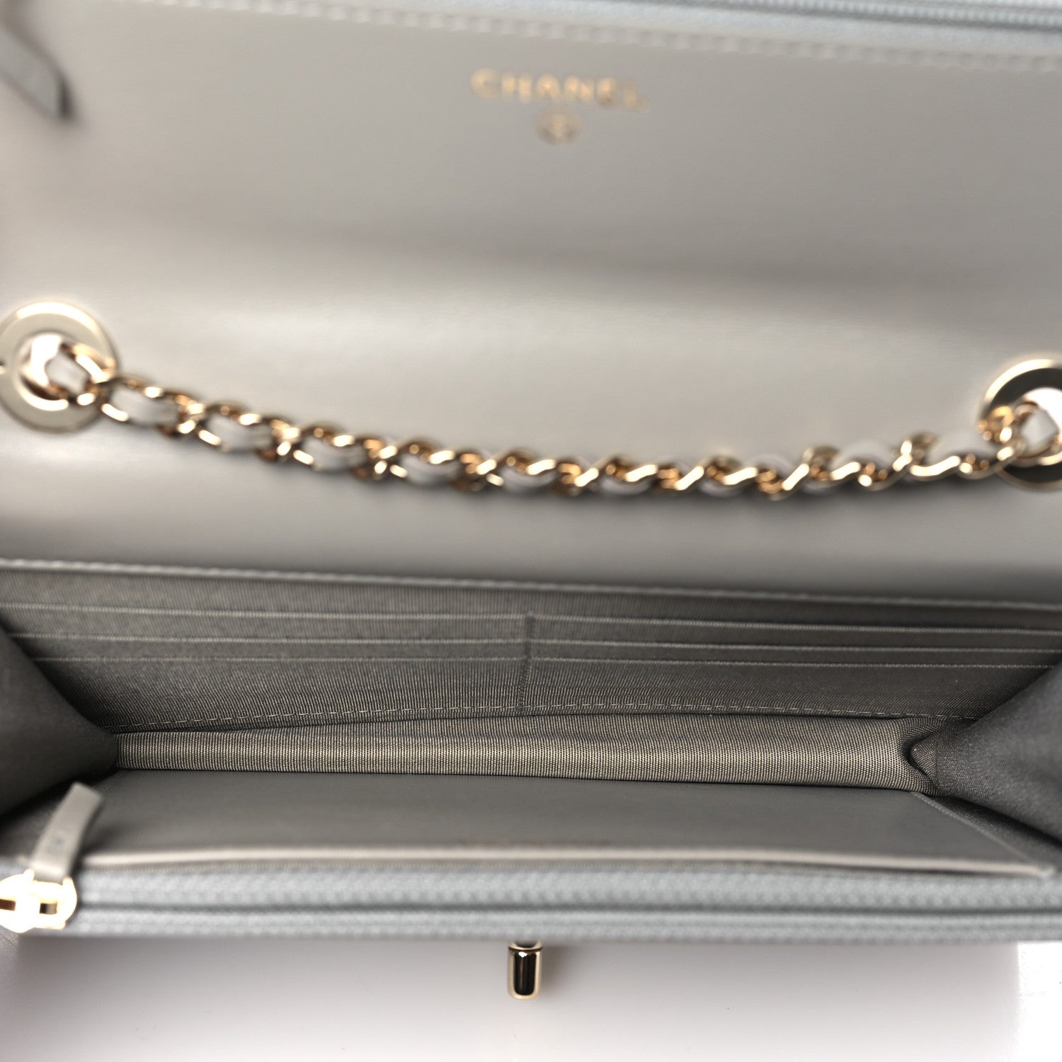Chanel Lambskin Quilted Trendy CC Wallet On Chain WOC Grey 5 of 11
