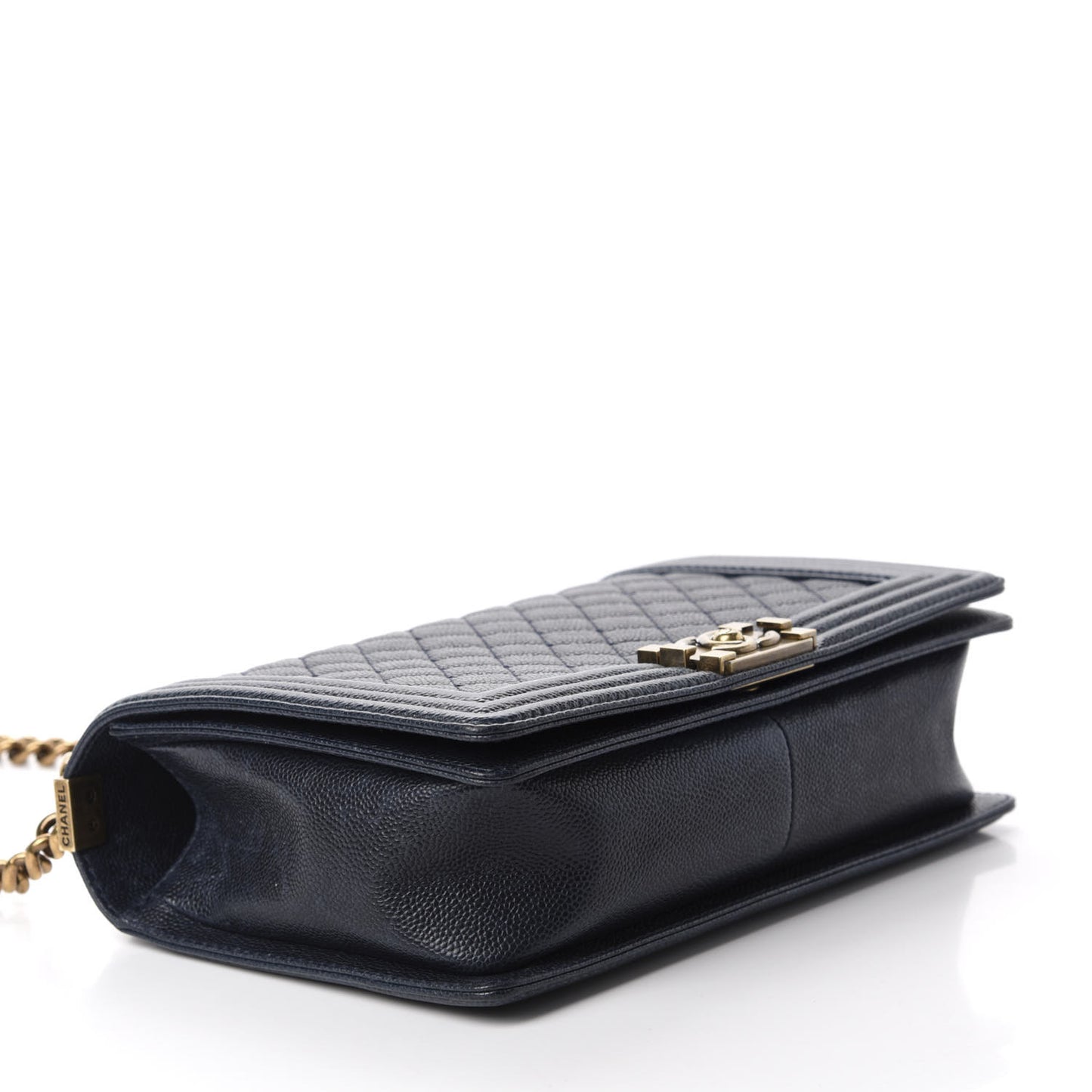 Caviar Quilted New Medium Boy Flap Dark Navy Blue
