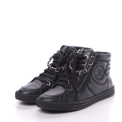 Chanel Lambskin Zipped Chain CC Sneakers 37 Black 3 of 9