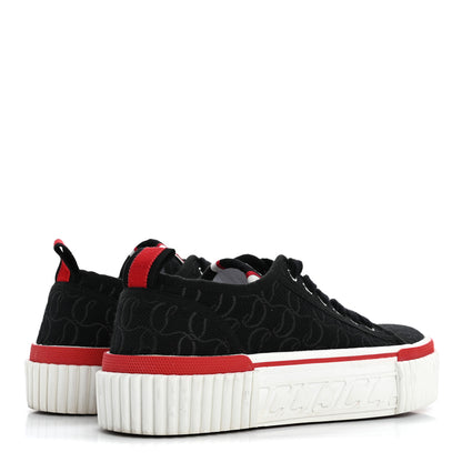 Christian Louboutin Canvas Pedro Womens Flat Sneakers 37 Black Red 5 of 13