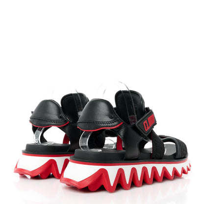 Christian Louboutin Calfskin Raffia Nylon Mens Summer Loubishark Sandals 42.5 Black Multicolor 4 of 11