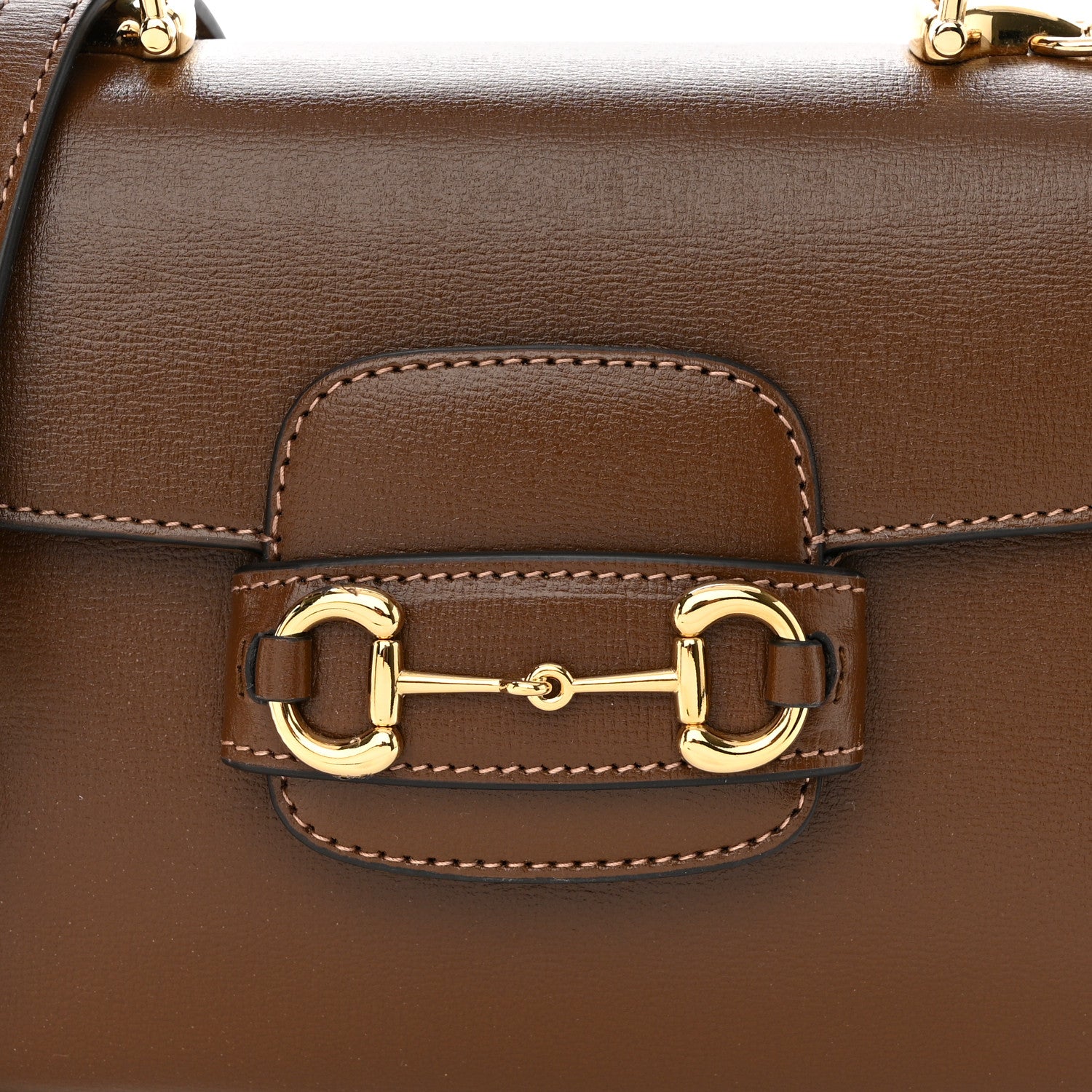 Gucci Glazed Textured Calfskin Mini Horsebit 1955 Top Handle Flap Bag Brown Sugar 8 of 12