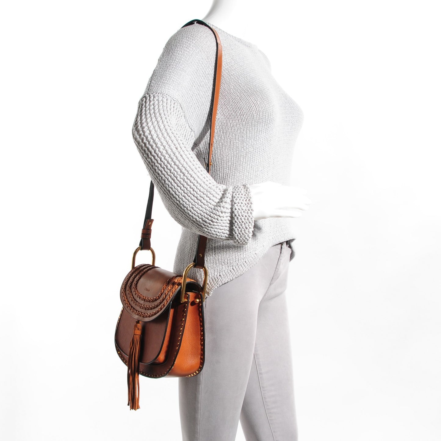 Calfskin Braided Small Hudson Bag Caramel