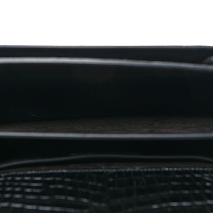 Saint Laurent Calfskin Crocodile Embossed Medium Monogram Sunset Black 5 of 11
