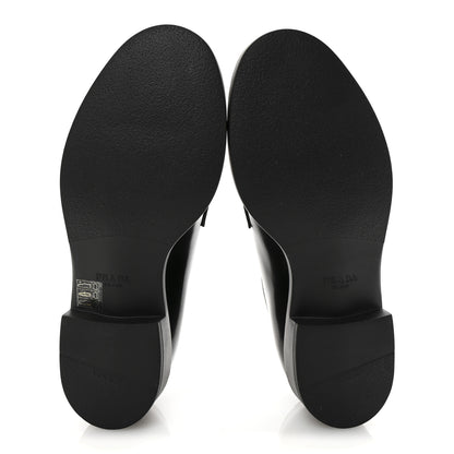 Prada Spazzolato Lace Up 50mm Loafers 39 Black 6 of 9