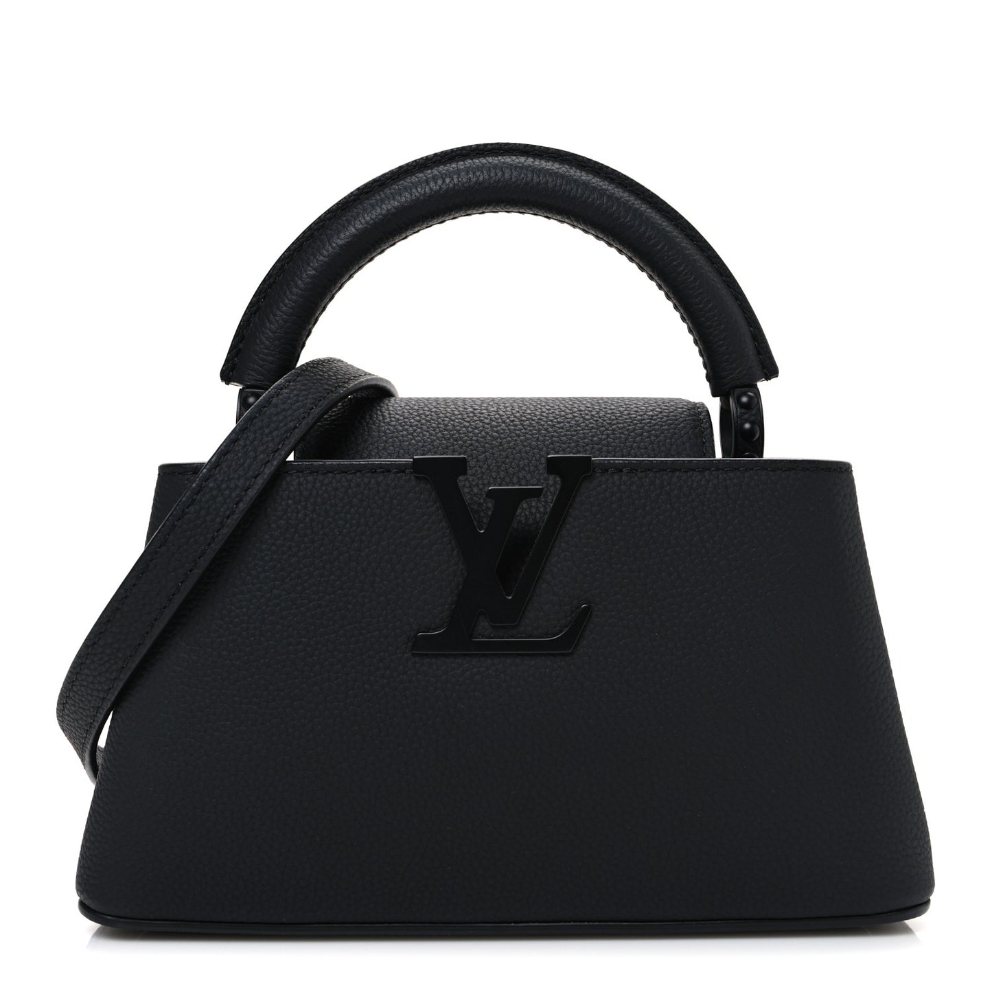 Matte Taurillon Capucines East West Mini All Black