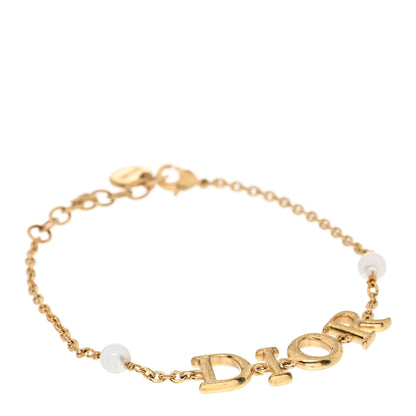 Christian Dior Metal Crystal Pearl Dio(r)evolution Bracelet Gold 1 of 4