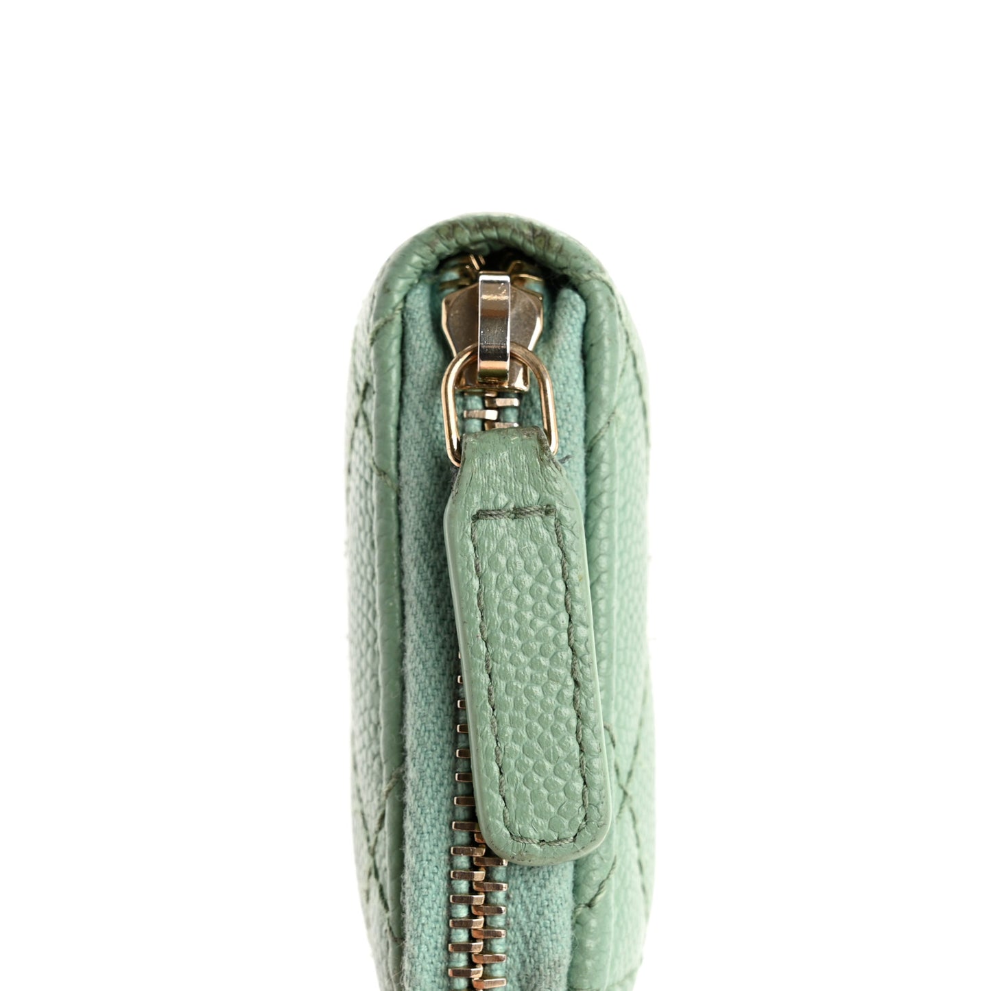 Caviar Quilted Zip Coin Purse Light Green