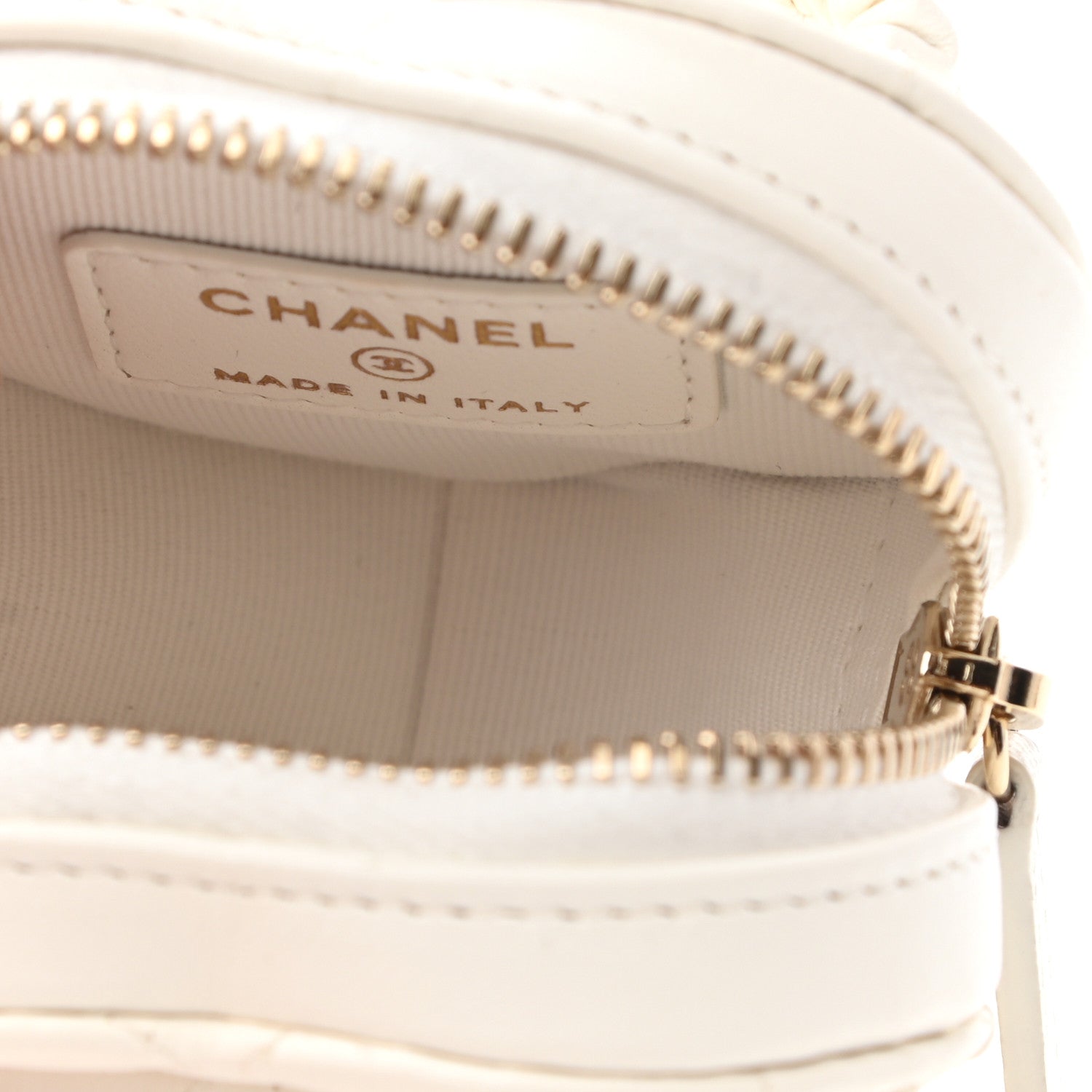 Chanel Lambskin Quilted Heart Zipped Arm Coin Purse White 5 of 8