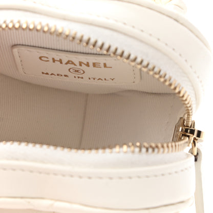 Chanel Lambskin Quilted Heart Zipped Arm Coin Purse White 5 of 8