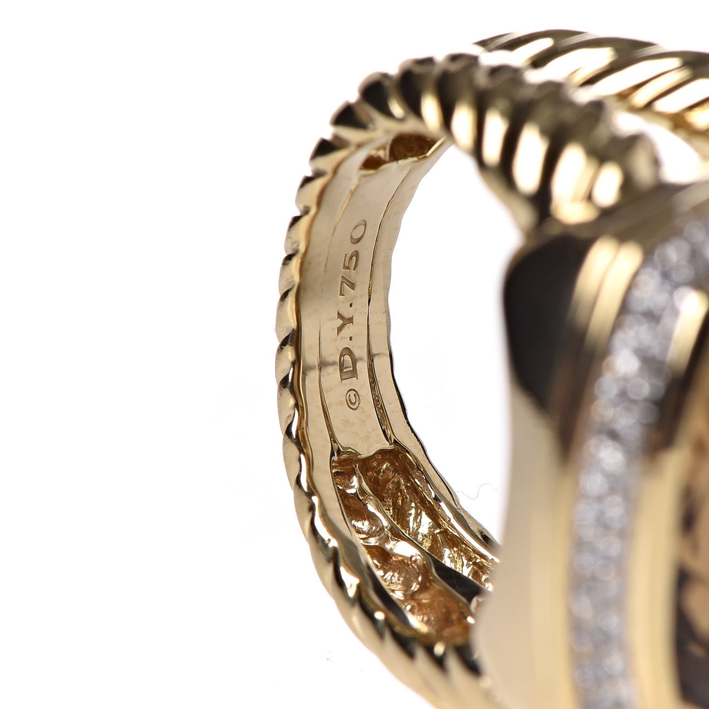 18K Yellow Gold Diamond Champagne Citrine 17mm Albion Ring 55 7.25