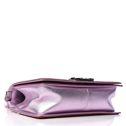 Chanel Metallic Patent Calfskin Quilted Medium Boy Flap Light Pink 4 of 17