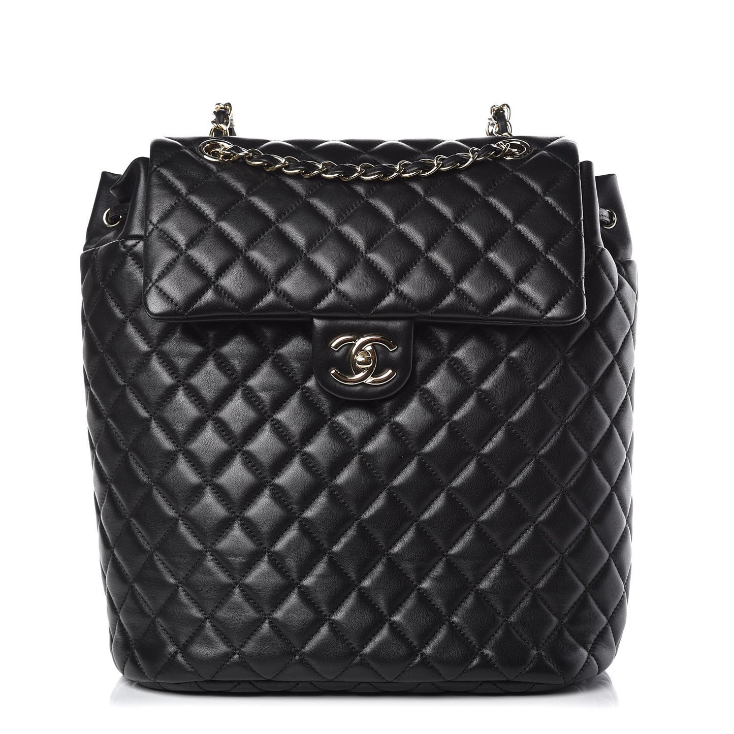 Lambskin Quilted Large Urban Spirit Backpack Black