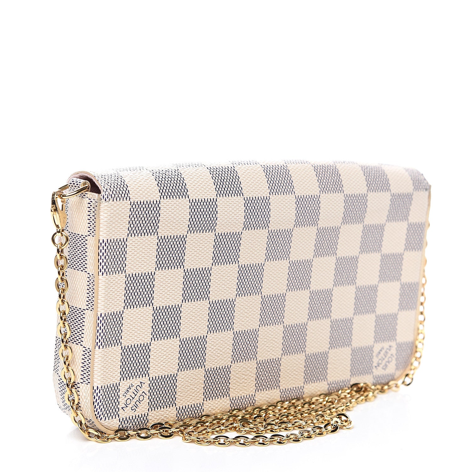 Louis Vuitton Damier Azur Pochette Felicie Chain Wallet Rose Ballerine 3 of 11