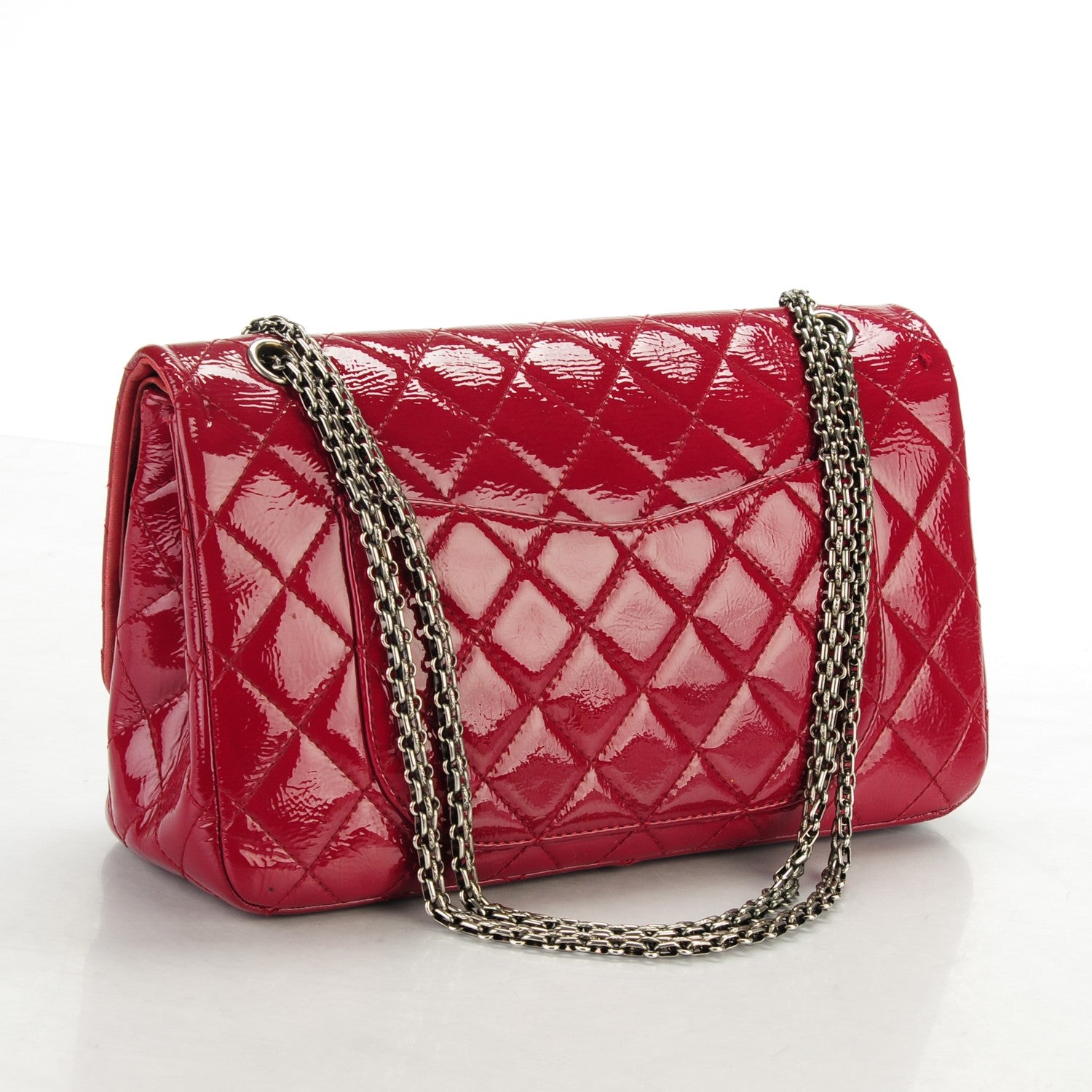 Chanel Distressed Patent Quilted 2.55 Reissue 227 Flap Red 3 of 13