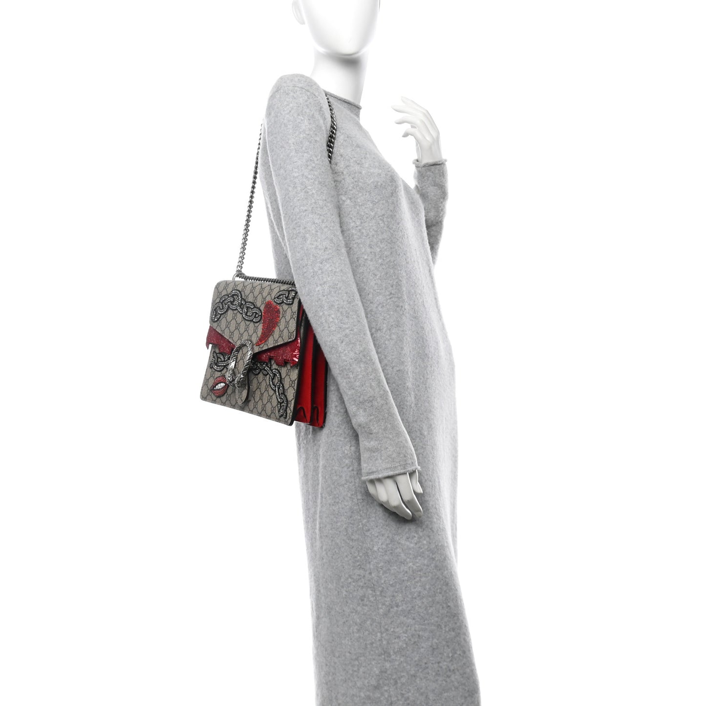 GG Supreme Monogram Embroidered Medium Dionysus Shoulder Bag Beige Multi