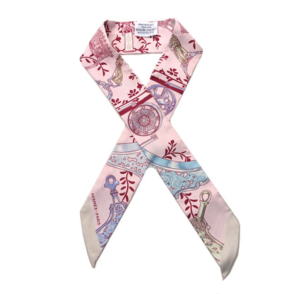 Hermes Silk Etriers Remix Twilly Rose Pale Bordeaux 1 of 4