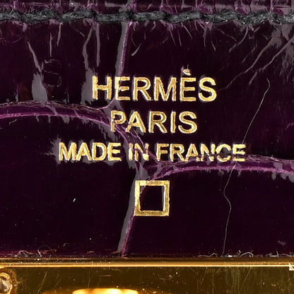 Hermes Shiny Alligator Kelly Longue Wallet Aubergine 6 of 8