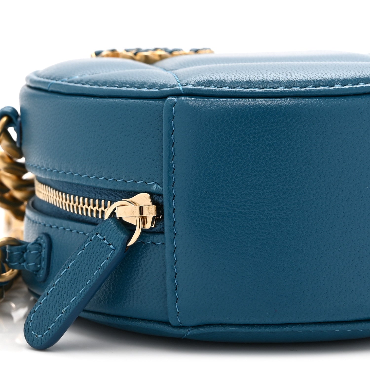 Chanel Goatskin Quilted Chanel 19 Round Clutch With Chain Blue 9 of 10