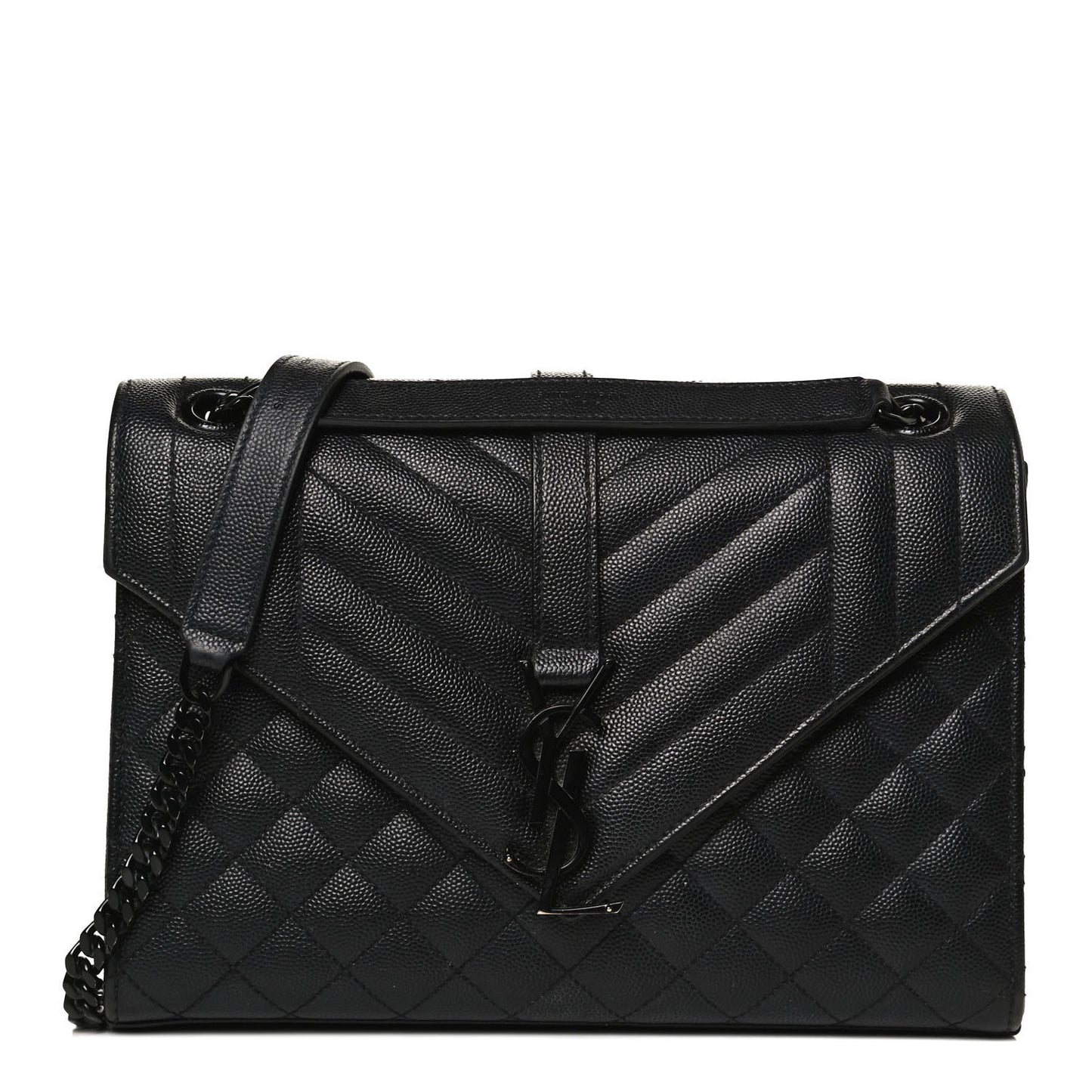 Grain De Poudre Textured Mixed Matelasse Triquilt Medium Monogram Satchel Black