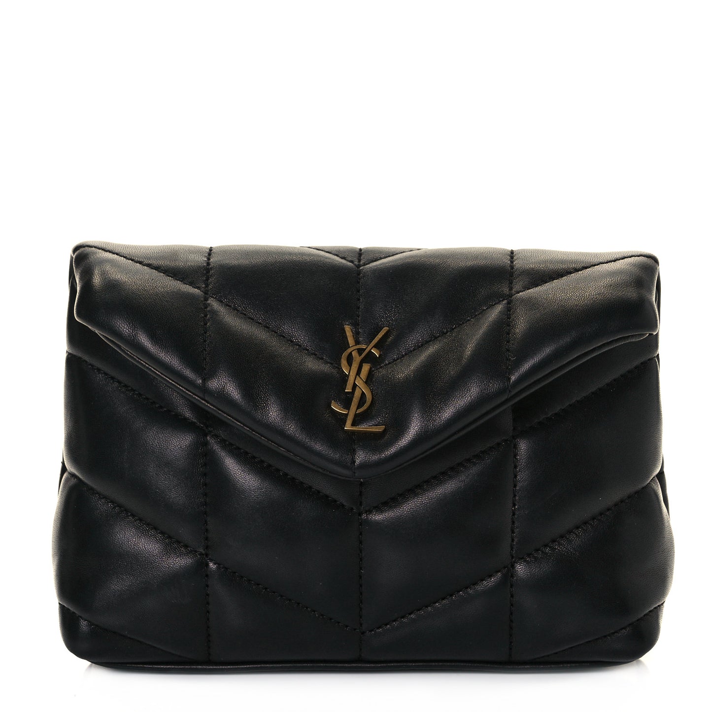 Lambskin Monogram Loulou Puffer Pouch Clutch Black