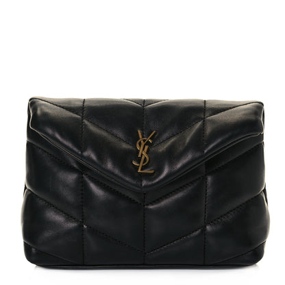 Saint Laurent Lambskin Monogram Loulou Puffer Pouch Clutch Black 2 of 12