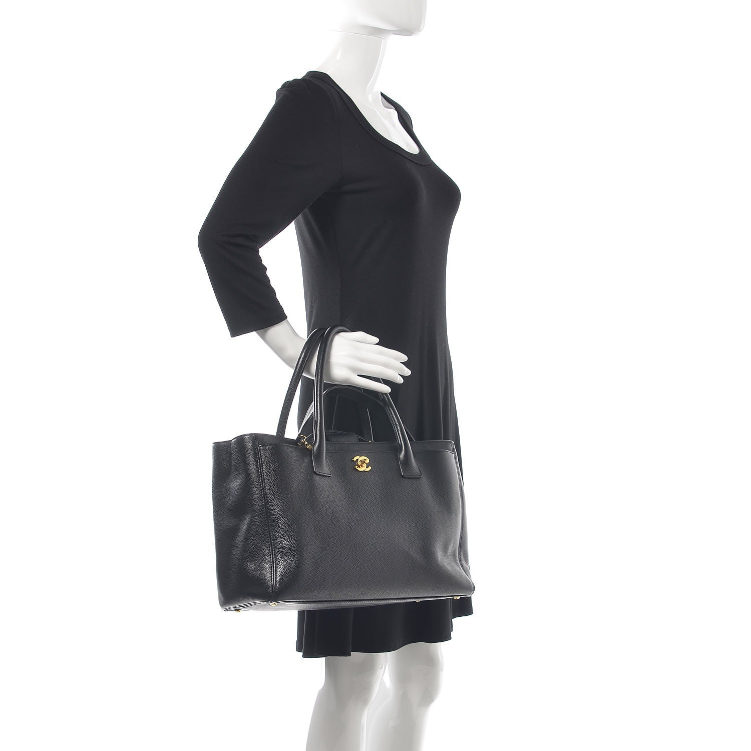 Chanel Calfskin Cerf Executive Shopper Tote Black 3 of 15