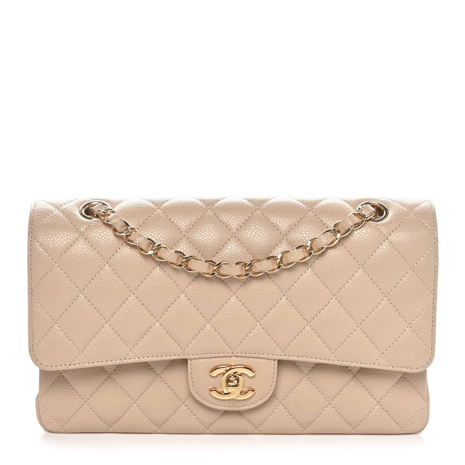 Chanel Caviar Quilted Medium Double Flap Beige 1 of 10