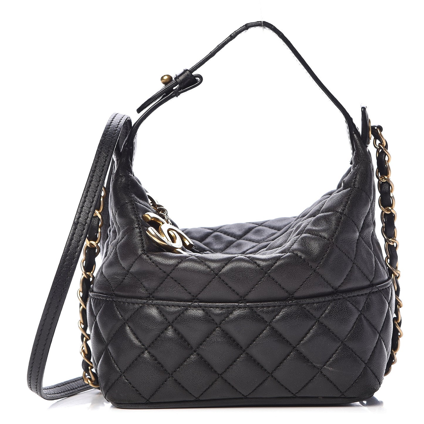 Lambskin Quilted Small Hobo Black