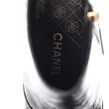 Chanel Patent Pearl Cap Toe Ankle Boots 39.5 Black 12 of 12